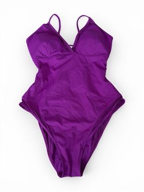 TA3 Meshy Shapeware one piece bathing suit swimsuit size 2X orchid purple laceup